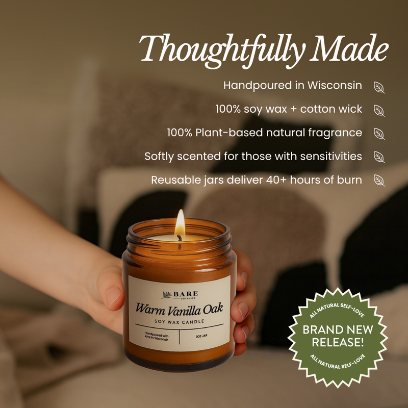 Warm Vanilla Oak Soy Wax Candle 9 oz