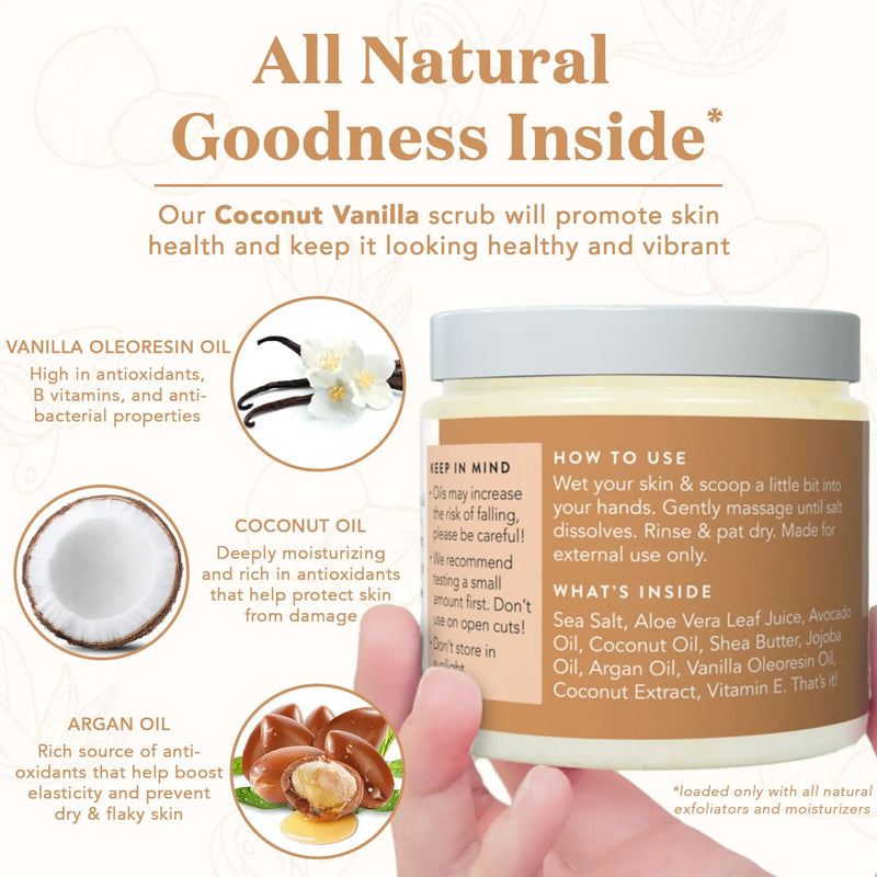 Coconut Vanilla Small Batch Body Scrub Bare Botanics Skincare