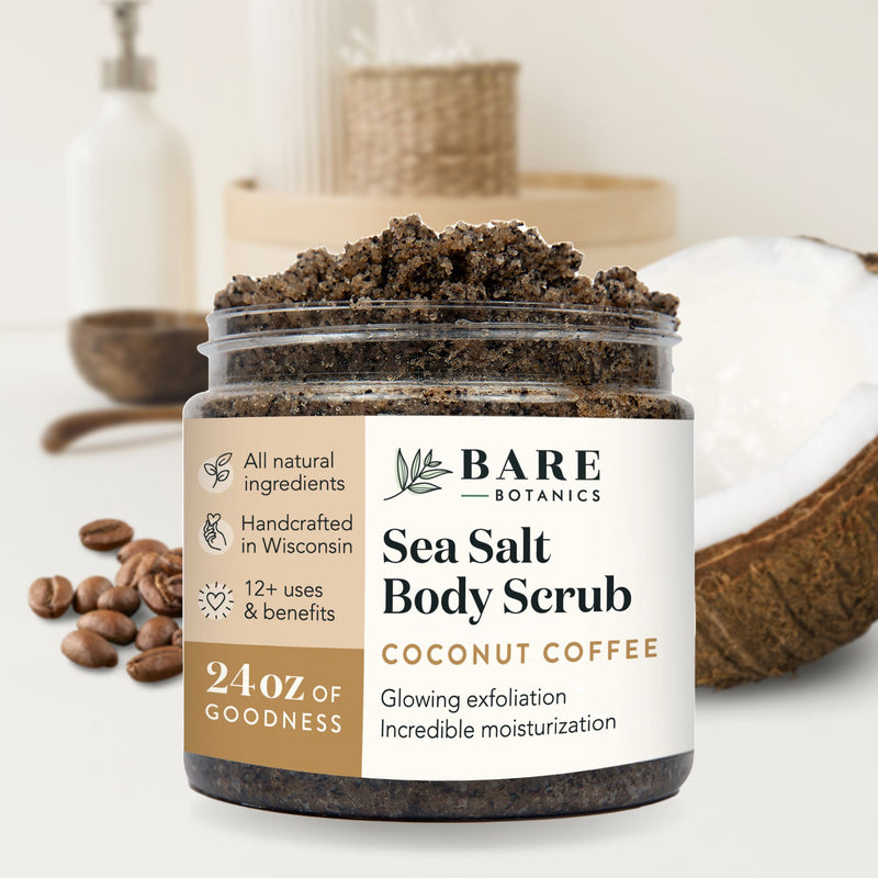 best selling bare botanics coconut coffee sea salt scrub